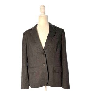 Talbots Womens 12 Gray Wool Blazer Italy Fabric Two Button Jacket Classic Work